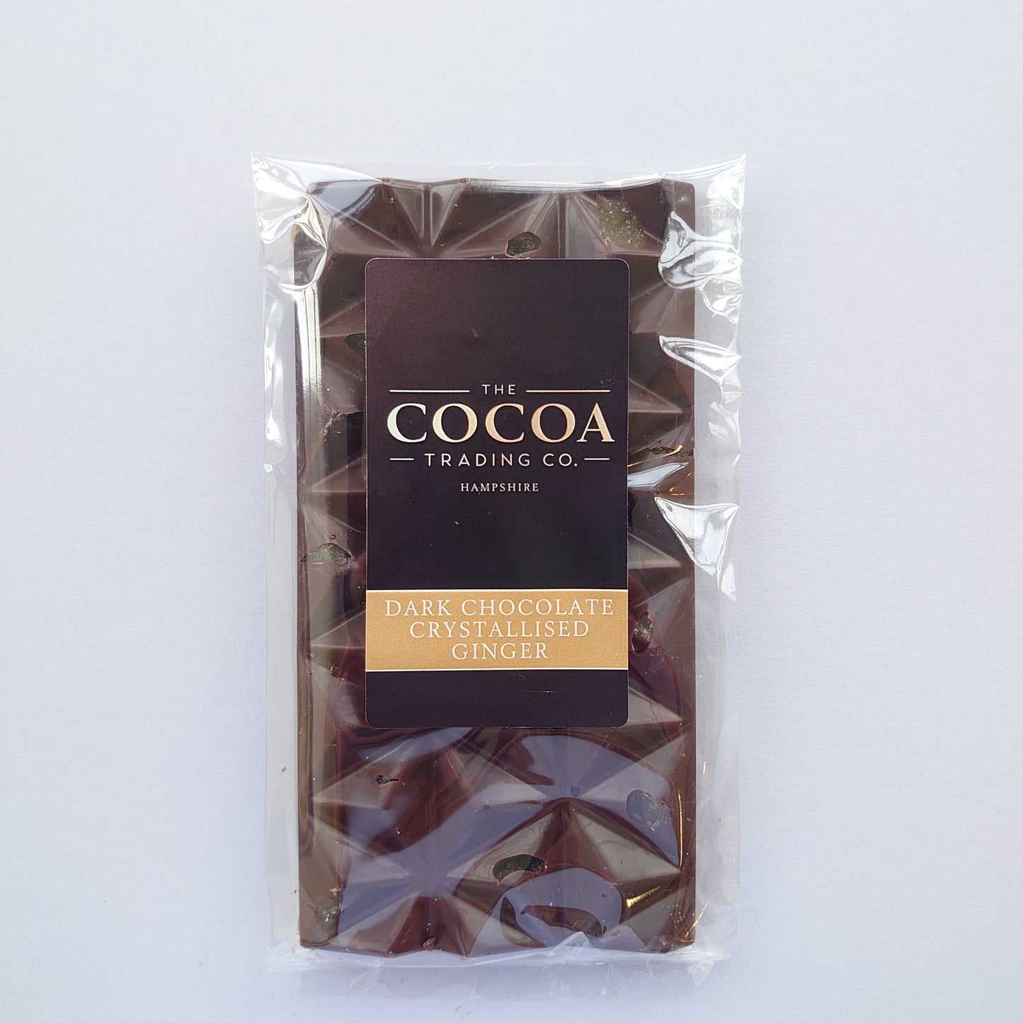 54% Belgian dark chocolate bar with crystalised ginger